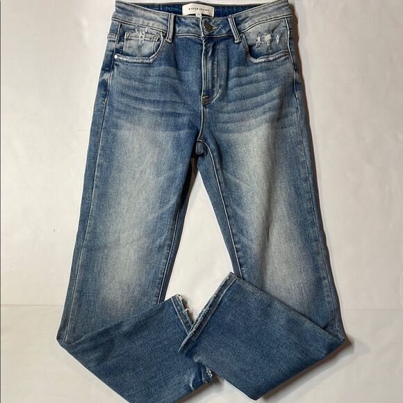 Risen Jeans Womens Classic Straight Leg Relaxed Fit Distressed Jeans Sz 5/27 - Picture 1 of 11